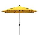 California Umbrella GSCU118117-5457-DWV 11' Round Aluminum Market Umbrella, Sunbrella Sunflower Yellow