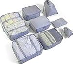 BillyBath Koffer Organizer set, Packing Cubes Kleidertaschen Schuhbeutel Reiseorganizer Packwürfel Kosmetik Travel Organizer Packtaschen für Koffer (8 teilig, Grau)