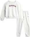 Reebok Girls' Jogger Set - 2 Piece Tie Dye Hoodie and Sweatpants Sweatsuit (Size: 4-12), Oatmeal Heather, 10
