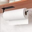 Under Cabinet Paper Towel Holder Black, Self-Adhesive, Kitchen Roll Holder Wall Mount, No Drill, Kitchen Towel Dispenser for Kitchen Rolls Organization