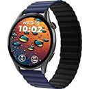 beatXP Evoke 1.43” Super Retina AMOLED Display Bluetooth Calling Smart Watch, 466 * 466px, 1000 Nits, 60Hz Refresh Rate, 100+ Sports Modes (Black with Blue)