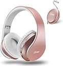zihnic Bluetooth Headphones Over Ear, Foldable Wireless and Wired Stereo Headset Micro SD/TF, FM for iPhone/Samsung/iPad/PC/TV,Soft Earmuffs &Light Weight for Prolonged Wearing (Gold)