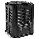 VonHaus Compost Bin for Garden 360L – Composter with Slatted Design for Aeration, Rainwater Collection, Side Flap & Lid – Outdoor Compost Converter – Frost & UV Resistant - Black