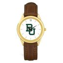 Unisex Gold/Brown Baylor Bears Team Logo Leather Wristwatch