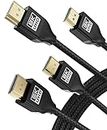 Basesailor 8K 60Hz HDMI Cable 10FT 2-Pack,48Gbps 7680P Ultra High Speed HDMI Cord for Apple TV,Roku,Samsung QLED,2.0 2.1,Sony Playstation,PS5,Xbox One Series X,eARC 8ft HDR HDCP 2.2 2.3,4K 120Hz 144Hz