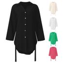Womens Short Sleeve Button Down Shirts Cotton Linen Collared V Neck Tops Blouses