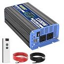 1100 Watt Pure Sine Wave Inverter, 12V DC to 110V 120V AC Converter with Two AC Outlets, USB Ports, Type-C ports, Remote Controller, LCD Display, Power Inverter 1100W for Home RV Off-Grid Solar System
