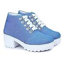 ArranQue Woomen s Boots Shoes Mid-top Comfortable Lightweight Denim Style Casual Outdoor High Heel Ankle for Women & Girls (Size UK7, Light Blue)