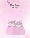 Notebook 横罫線: kawaii ねこの100ページノートブック 8.5×11in　オフィス用品、社会人、学生、メモ帳　ピンクのノートブック