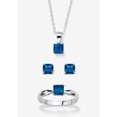 Women's 3-Piece Birthstone .925 Silver Necklace, Earring And Ring Set 18" by PalmBeach Jewelry in September (Size 4)