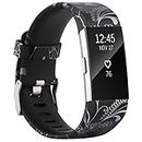 Honecumi - Bracelet pour Fitbit Charge 2 - Réglable - Petit et grand S Fitbit Charge 2 bands Black white flowers