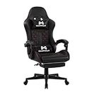 Gamtimer Gaming Chair,Ergonomic Computer Chair with Footrest and Lumbar Support,Breathable PU Leather,Big and Tall Video Gaming Chair,Height Adjustable 360 Degree Swivel Chair for Adults-Black