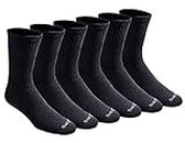 Dickies Men's Dri-Tech Essential Moisture Control Crew Socks Multipack, Solid Black (6 Pairs), Medium