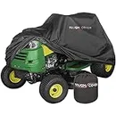 Tough Cover Lawn Tractor Cover, Heavy-Duty 600D Marine Grade Fabric. Universal Fit Lawn Mower and Riding Mower Cover, Covers Against Water, UV, Dust, Dirt, Wind for Outdoor Lawn Mower Storage (Black)