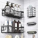 EUDELE Adhesive Shower Caddy, 5 Pack Rustproof Stainless Steel Bath Organizers With Large Capacity, No Drilling Shelves for Bathroom Storage & Home Decor