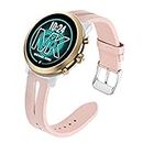 Compatible for Michael Kors MKGO Bands, LvBu Slim Genuine Leather Band Replacement Accessories Strap Compatible for Michael Kors Access MKGO Smartwatch (Pink)