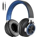 COOSII AC01 Over-Ear Headphones Wired, Noise Isolating Corded Stereo Headsets with Microphone Volume Control for Adults Teens 3.5mm for Chromebooks, Laptop, Computer, Tablets, Travel (Black Blue)