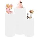BaiWon Juego de 3 Pedestal cilíndrico de Elastano, Cubiertas de Color 11, Cubierta de zócalo cilíndrico para Accesorios de Boda, cumpleaños, Baby Shower, Fiesta, Evento(White, Large)
