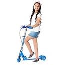 Ozoy Road Runner Kick Scooter for Kids Ages 3-14 Years Old Boy Girl with 3 Wheel LED Lights, Adjustable Level Handlebar & Foldable Design & Lean-to-Steer (Scooter-Blue-2024)