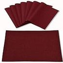 Rinpon Cloth Placemats Set of 8, Linen Type Fabric Placemats Machine Washable Placemats Heat Resistant Placemats Wrinkle Free Thick Polyester Kitchen Place Mats for Dining Table (Burgundy)