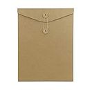10 Pcs A4 Size Kraft Paper Project Envelope File Folder Bags Document Bills Storage Organizer Bag Case with Expandable Gusset Portfolio Organizer Sleeve Pocket with String Fastener, Office Supplies