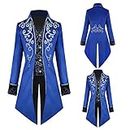 TTOKGZG Men's Medieval Steampunk Tailcoat Costumes Gothic Vintage Court Jacket for Adult (Blue, L)