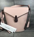 Calvin Klein | Daytonna | Lock Leather Bucket Bag | Purse | Handbag | Pink