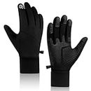 GUSTAVE Faux Leather Winter Gloves For Unisex Outdoor Riding Winter Warm Gloves Splashproof Windproof Non-Slip Grip Lightweight Touchscreen Gloves For Driving Walking Running Skiing Work Climbing (L)