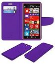 ACM Mobile Leather Flip Flap Wallet Case Compatible with Nokia Lumia 1520 Mobile Cover Purple
