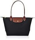 Longchamp Noir Tote Bag, 2605 089, Preage Nylon/Leather, Compatible with B5 Size, Foldable, PC Storage