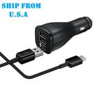 FAST Dual Car Charger & CABLE For Samsung Galaxy Note 20 / S9 S10 Note 10 Black