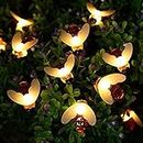 Joomer Outdoor String Lights,Honeybees Solar Garden Lights,24ft 50 LED 8 Modes Solar String Lights Waterproof Fairy Lights for Patio Lawn Garden Wedding Party Decorations (Warm White)