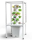 Sjzx Tower Garden Hydroponics Growing System,18-Plant Indoor Vertical Garden with LED Timing Grow Light,Nursery Germination Kit Including Water Level,2Pcs Smart Plug,BPA-Free(No Seedlings Included)