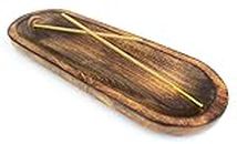 Pure Source India Natural Wood Incense Holder and Ash Catcher (11 X 4 Inch)(Oval)