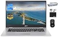 ASUS Chromebook Laptop 2024 Newest, 17.3" FHD Widescreen, Intel Celeron N4500 (Upto 2.8GHz), 4GB RAM, 128GB Storage (64GB eMMC+64GB Card), Webcam, WiFi 6, Long Battery,Chrome OS,w/MarxsolAccessory