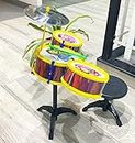 Prime Mini Musical Drum Set for Kids of Age 2-8 Years with 3 Drums, Cymbal, Sticks and Sitting Stool Musical Instruments for Toddler Gifting Pack of 1