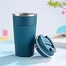 Amzgear Double Wall Vacuum Insulated Stainless Steel Tea Coffee Mug Thermos Flask |Travel Mug| Tumbler Hot and Cold for Office Backpacking |Gift for Birthday| 500 ml Pack of 1 (Blue)