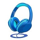 POWMEE P20 Kids Headphones for School, Kids/Teens/Boys/Girls with Safe 94dB Volume Limited, 3.5mm Jack Wired Cord Over-Ear for Fire Tablets/Travel/PC/Phones(Blue)
