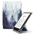 MoKo Universal Case for 6",6.8",7" Kindle eReaders/Fire Tablet/Kobo/Voyaga/Lenovo/Sony E-Book Reader, Slim Lightweight PU Leather Folio Shell Cover Case with Origami Cover Stand, Gray Forest