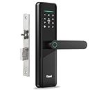 Equal Smart Door Lock S8 | 6-Way Unlocking | Fingerprint, Pincode, RFID Access Card, Mechanical Key, OTP Access, Mobile App (WiFi) for Wooden Doors | Aluminium Alloy Finish - Black