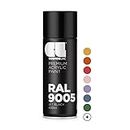 COSMOS LAC Sprühlack schwarz, matt - Spraydosen Sprühfarbe DIY Lack Acryllack Spray Farbspray Sprühdose Lackspray Farbe für Kunststoff, Metall, UVM. (RAL 9005 - schwarz matt)