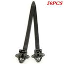 50Pc Nylon Automotive Cable Fastener Zip Tie Pipe Clip Harness Tie Snaps Black-;