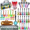 42 Pcs Inflatable Rock Star Toy Set, Inflatable Party Props Musical Instrument 80s Party Decorations 90s Theme Party Decorations Including Inflatable Guitars Bass Guitar Saxophone Microphones and More
