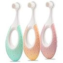 Baby Toothbrush & Toddler Toothbrush for Age 0-2 Years Old. Extra Soft Toothbrush with 10000 Soft Floss Bristle for Baby Gum Care, Dentist Recommended (3 Pack)