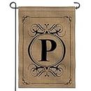 Anley Classic Monogram Letter P Garden Flag, Double Face Family Last Name Initial Yard Flags - Personalized Welcome Home Decor - Weather Resistant & Double Stitched - 18 x 12,5 Pouces