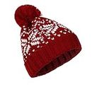 HCY 1Pcs Christmas Snowflake Women's Knit Winter Beanie Hat Fashion Snow Ski Slouchy Caps (Red)