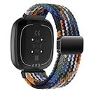 KEYSJEFF Nylon Watch Strap Compatible with Fitbit Versa 3/Versa 4/Fitbit Sense/Sense 2 Braided Elastics Sport Watch Band Adjustable Magnetic Buckle Straps Women Men (Not Include Watch) (#5)