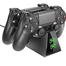 PS4 Controller Charger,PS4 Charging Dock, Dual Controller Charger Station for PS4Dual Charger with Charging Status Display Screen for PS4 Slim / PS4 Pro Controller(Green+Red Indicator)