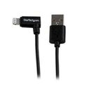 StarTech Angled Black Apple 8-pin Lightning Connector to USB Cable for iPhone / iPod USBLT2MBR
