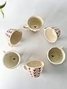SIRO Decors Ceramic Heart Mugs I Coffee Cups I Tea Mugs Set I Milk Mug I Chai Set I Pottery Mugs I Handcrafted I Microwave Safe I Gift to Family & Friend I 220 ML (Set of 6)